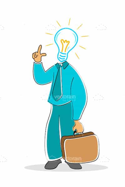 Businessman with Lightbulb for Head